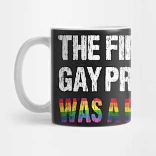 The First Gay Pride was a Riot Distressed Rainbow Flag Design Mug